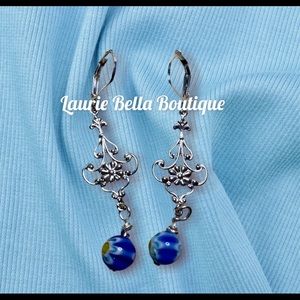 Silver Flower and Vine Earrings